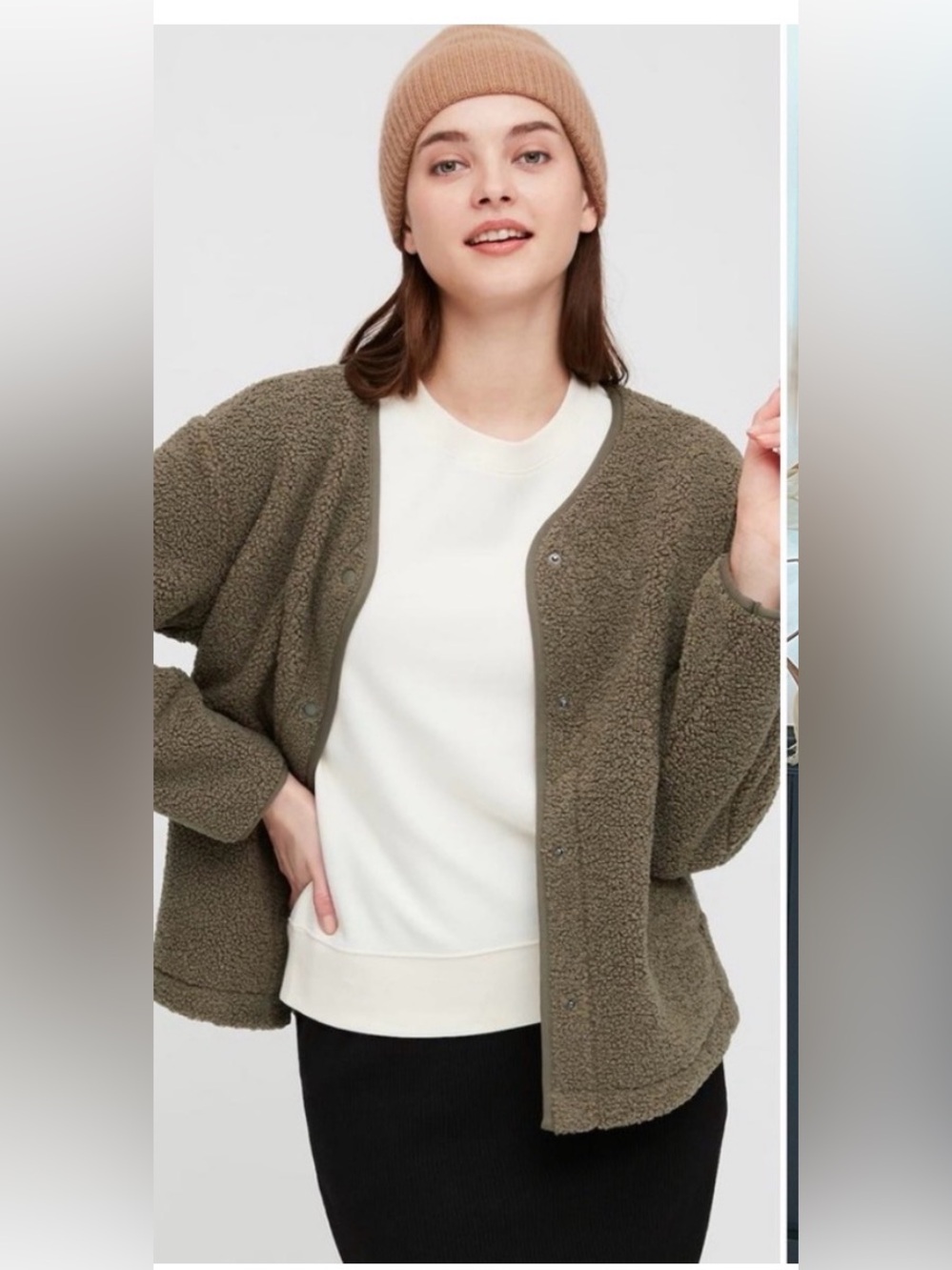 Joie Minimal Snap Front Cozy
Collarless Teddy Sherpa Sweater Jacket size medium